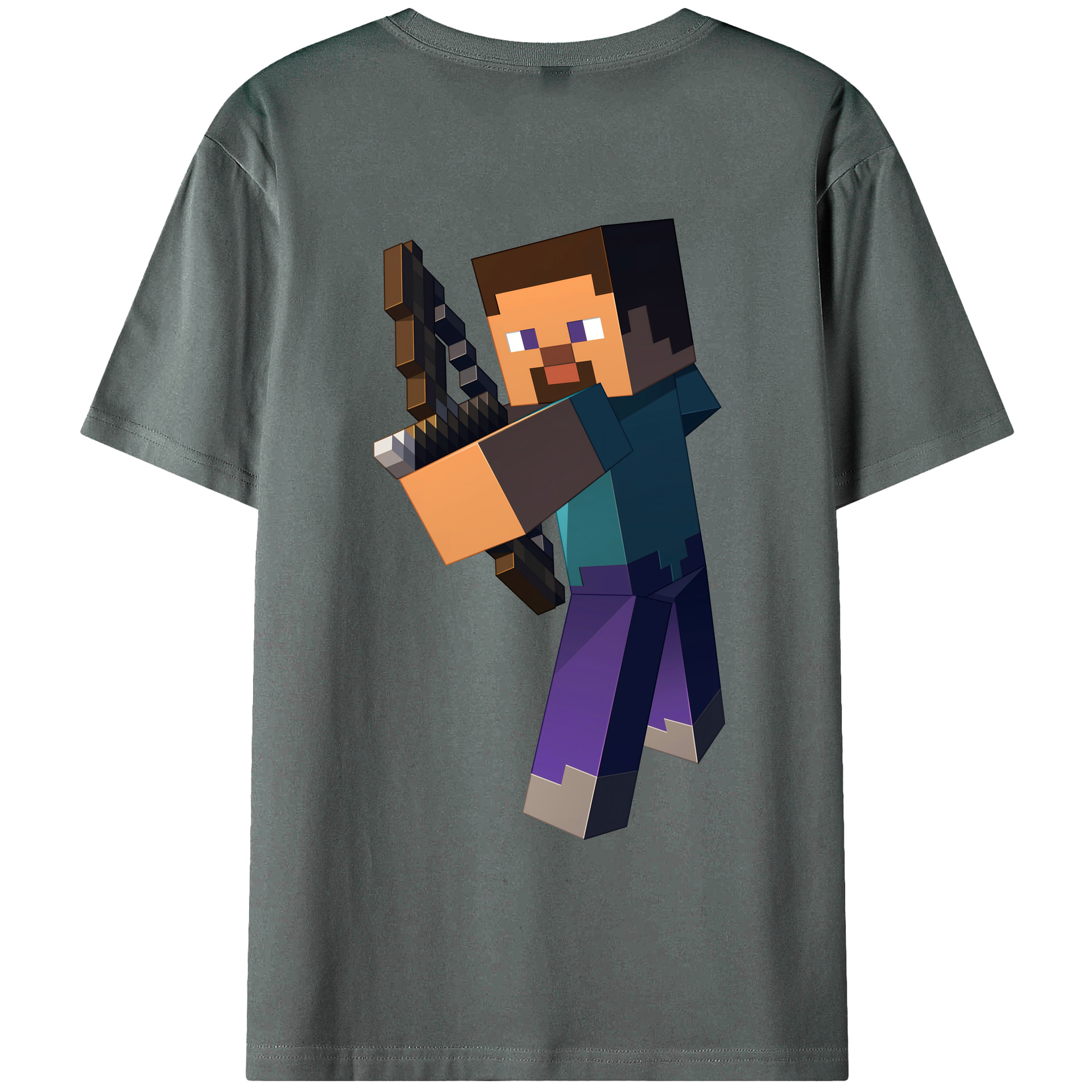 （画像用） マインクラフト ブロックの世界 Minecraft MC Block world 綿100％ メンズ半袖Tシャツ（バックプリント） 通気性